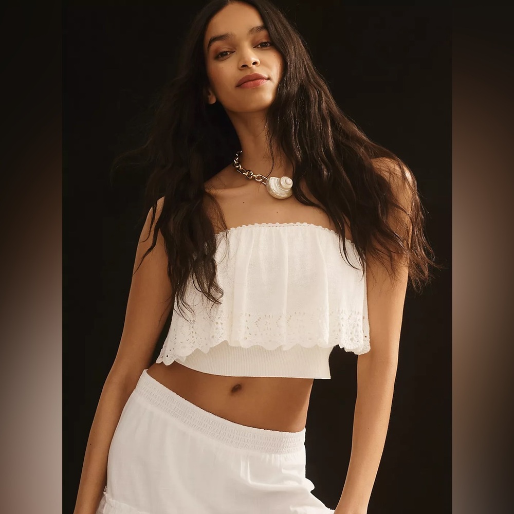 Anthropologie Ruffled Tube Sweater Top XL